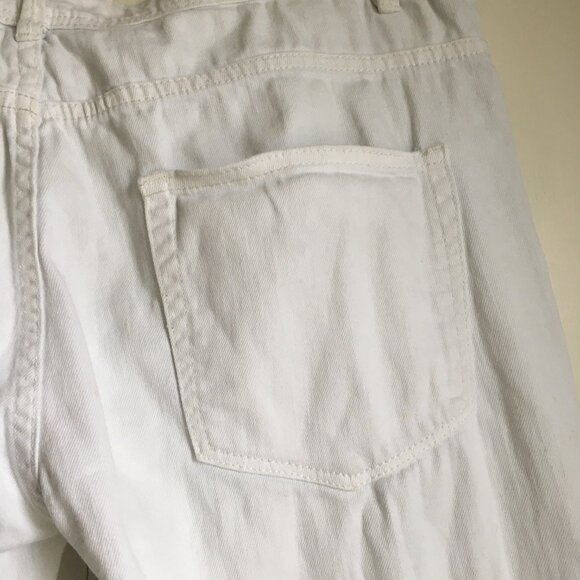 White Distressed Denim Pintuck Stretch Skinny Jeans - Picture 9 of 16